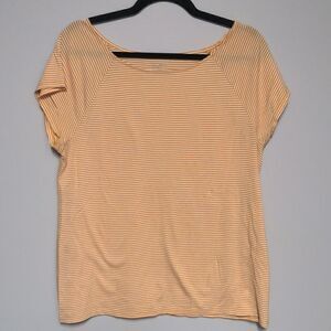 Loft Outlet Orange and White Short Sleeve Shirt